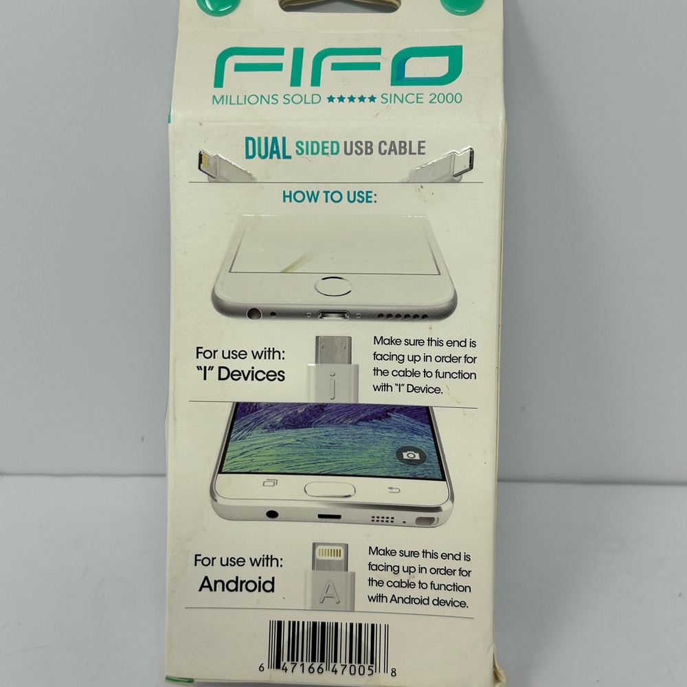 NEW Fifo USB Car & Home Charger 4ft dual sided cable Metallic Android and Apple - Picture 2 of 2